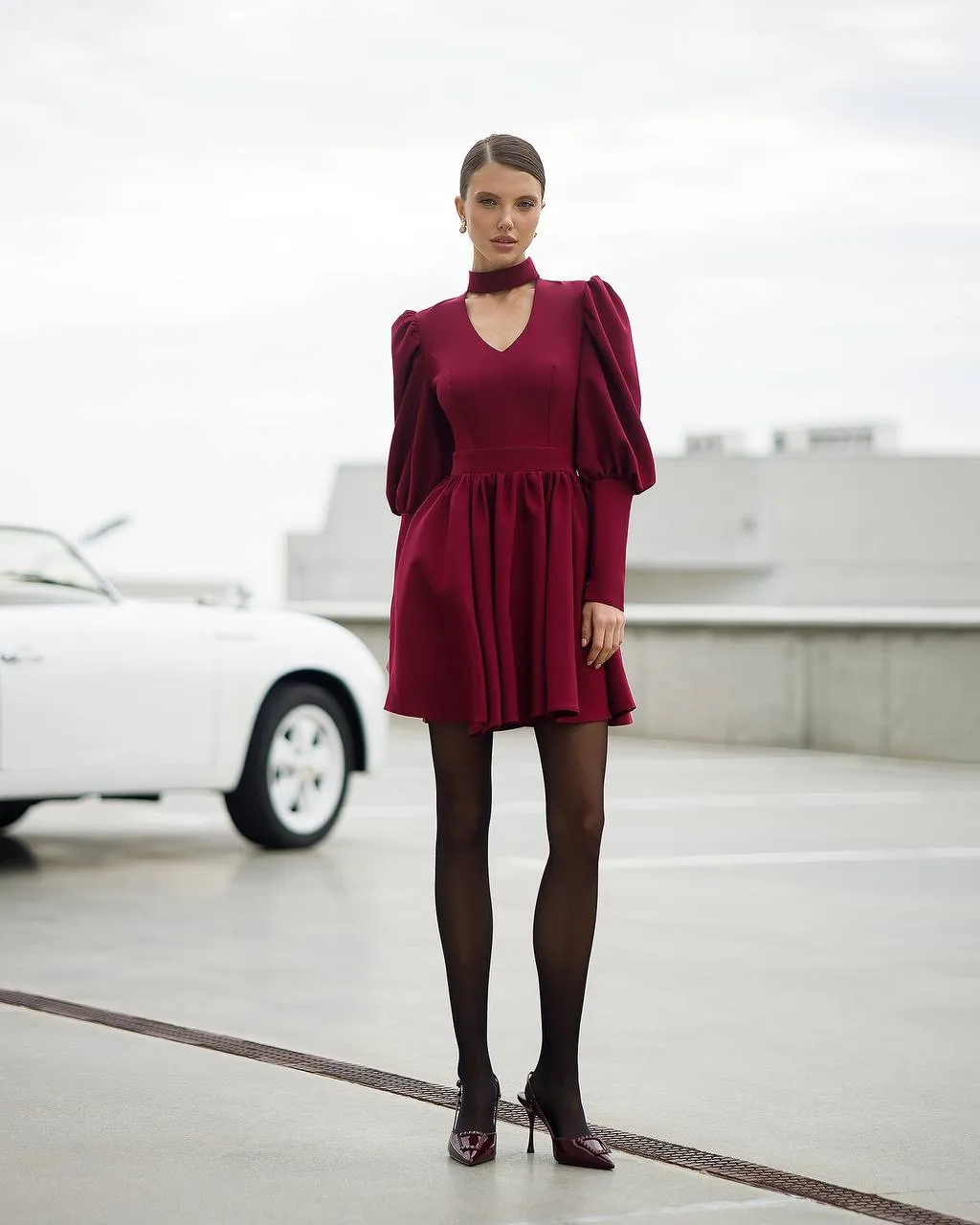 Burgundy long sleeve dress “Verona”