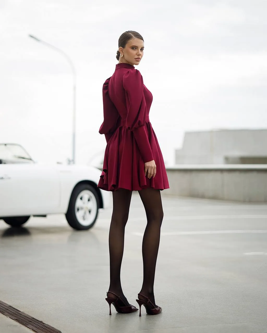 Burgundy long sleeve dress “Verona”