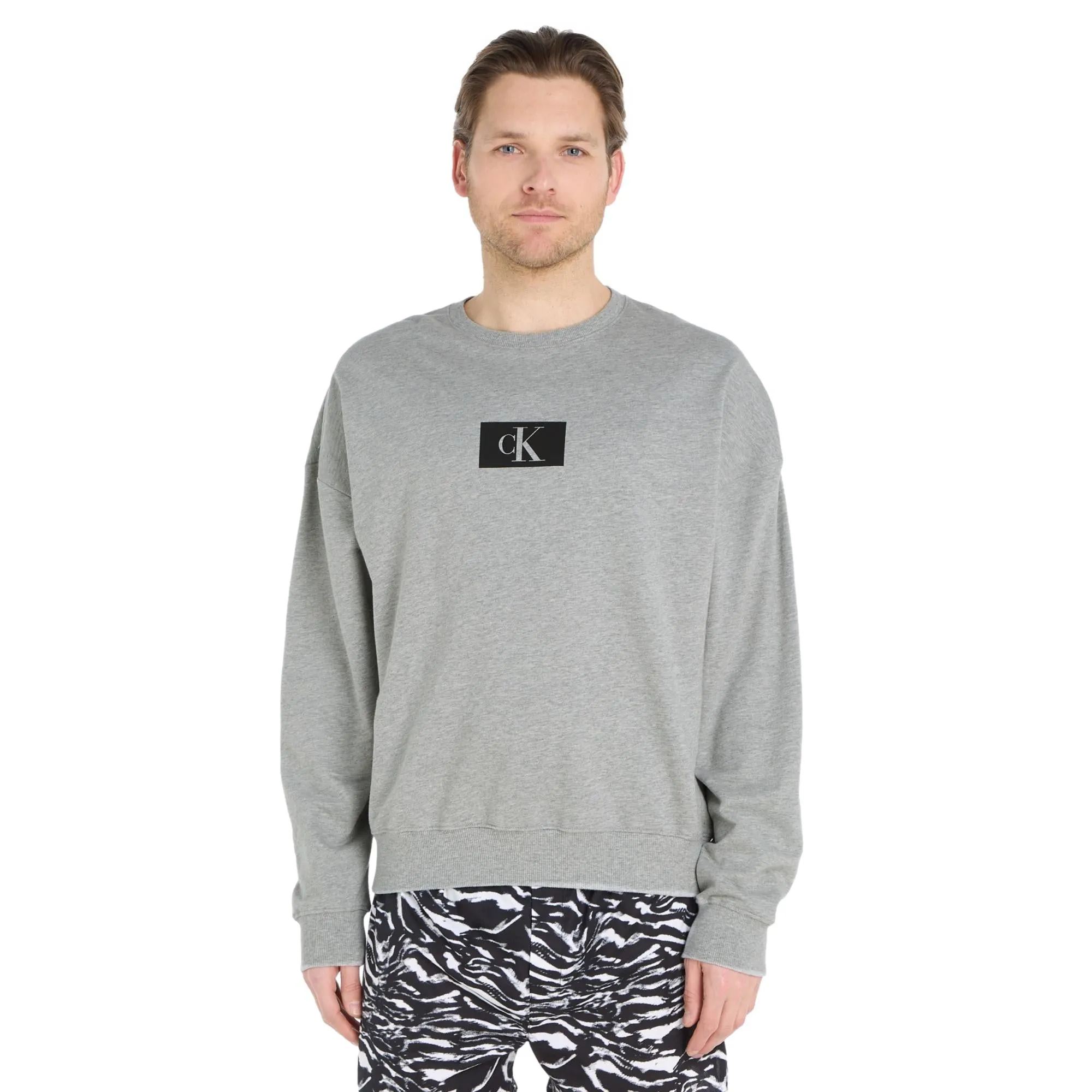 Calvin Klein CK 96 Terry Lounge Long Sleeve Sweatshirt - Grey Heather
