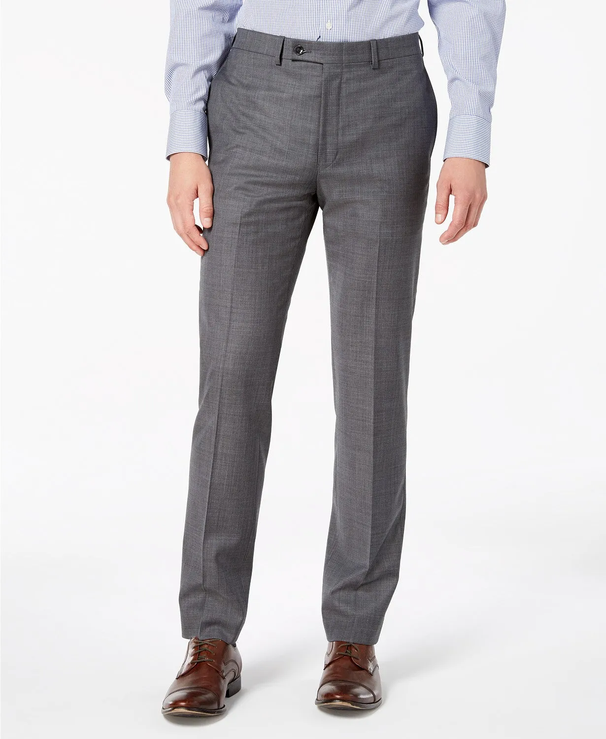 Calvin Klein Men's Slim-Fit Stretch Gray Sharkskin 42L