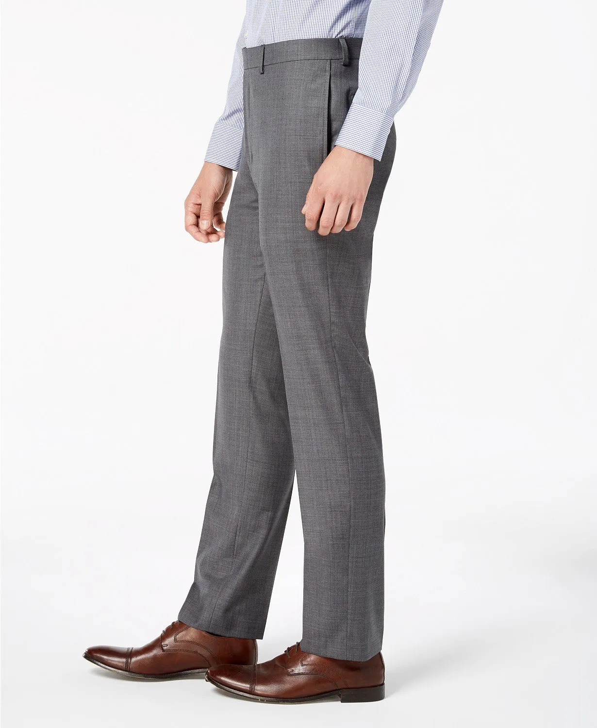Calvin Klein Men's Slim-Fit Stretch Gray Sharkskin 42L