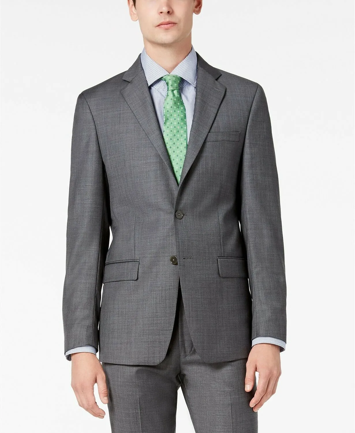 Calvin Klein Men's Slim-Fit Stretch Gray Sharkskin 42L