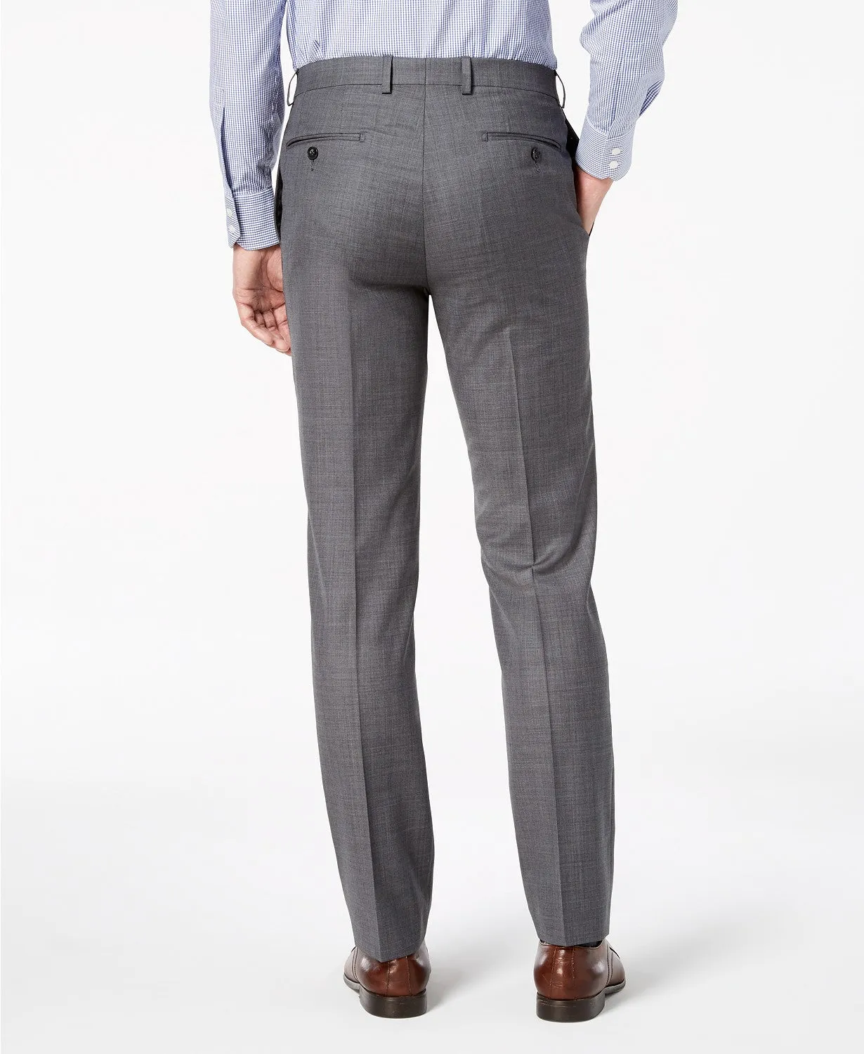 Calvin Klein Men's Slim-Fit Stretch Gray Sharkskin 42L