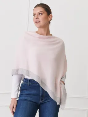 Cashmere Border Ponchette Pink Grey