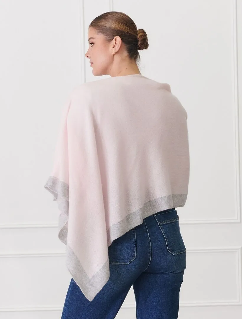 Cashmere Border Ponchette Pink Grey