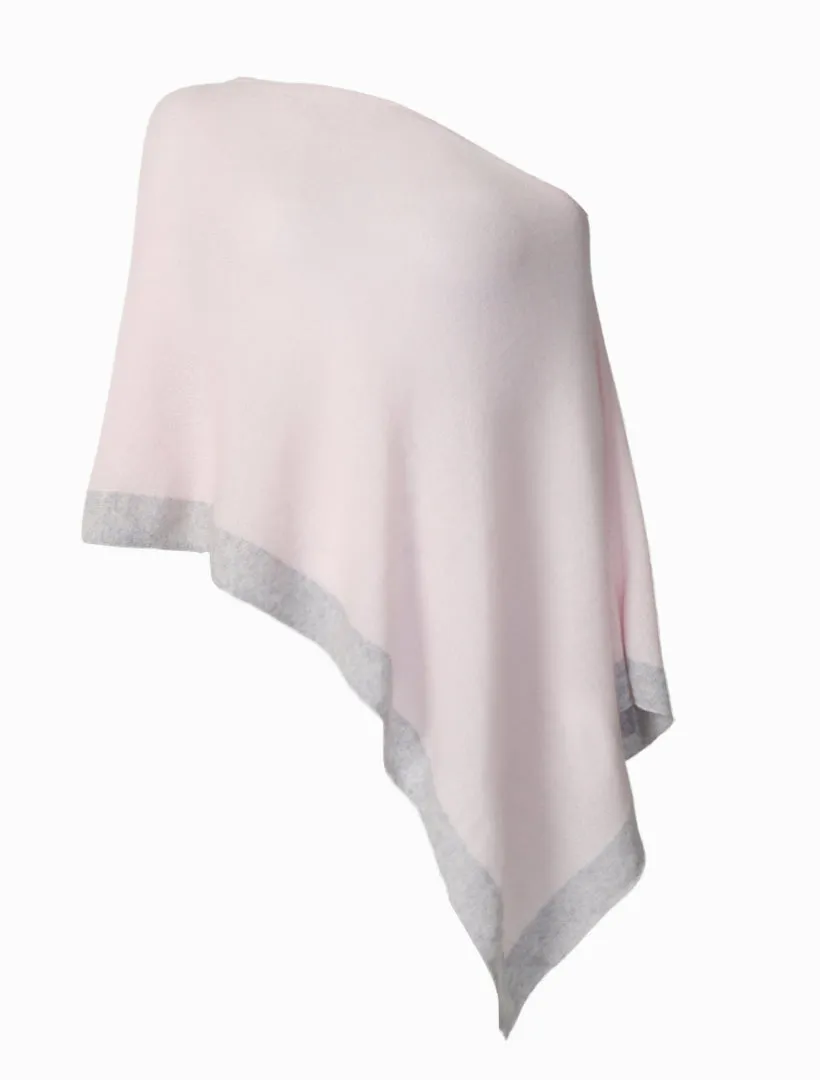 Cashmere Border Ponchette Pink Grey