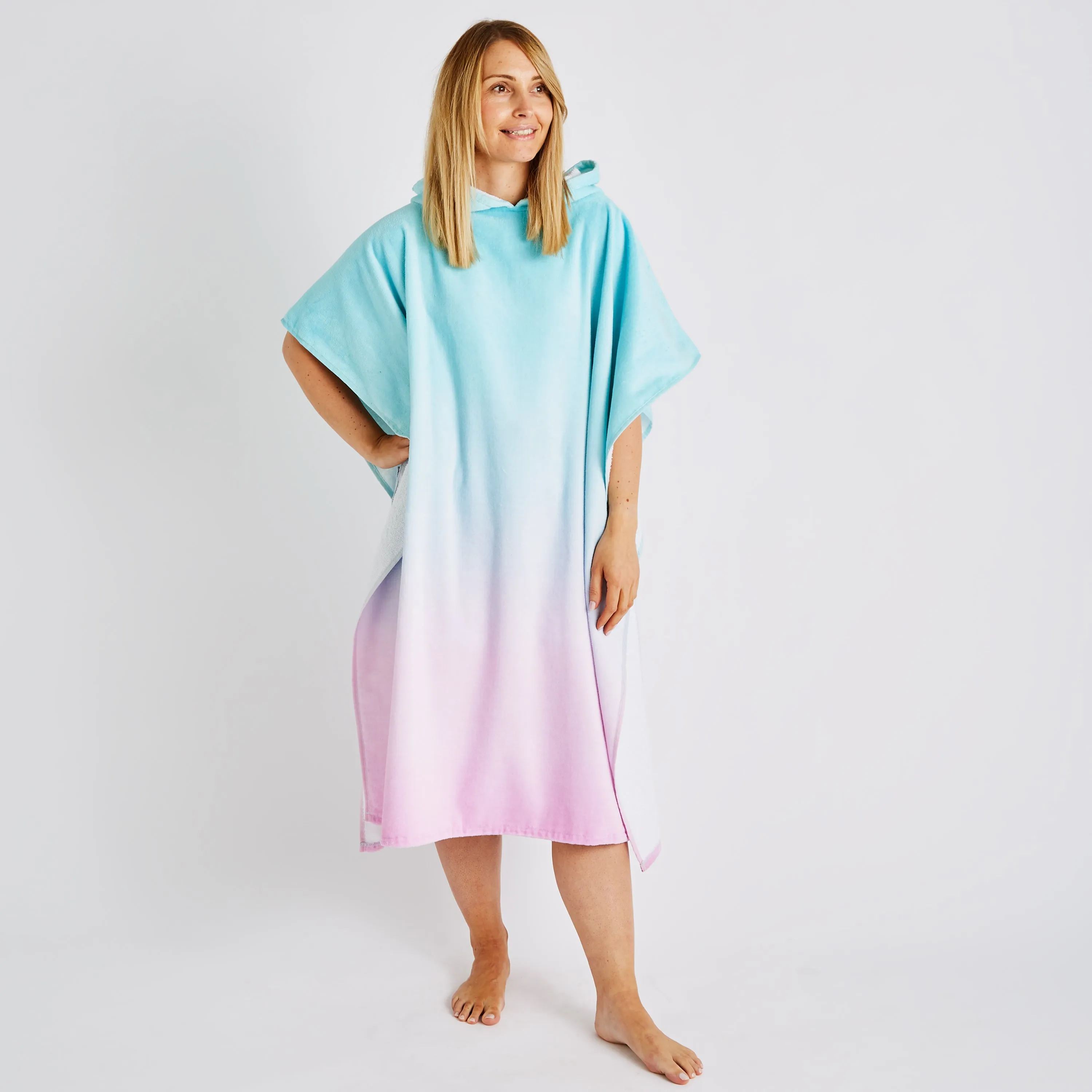 Catherine Lansfield Ombre 91cm x 108cm Hooded Poncho Towel Pink