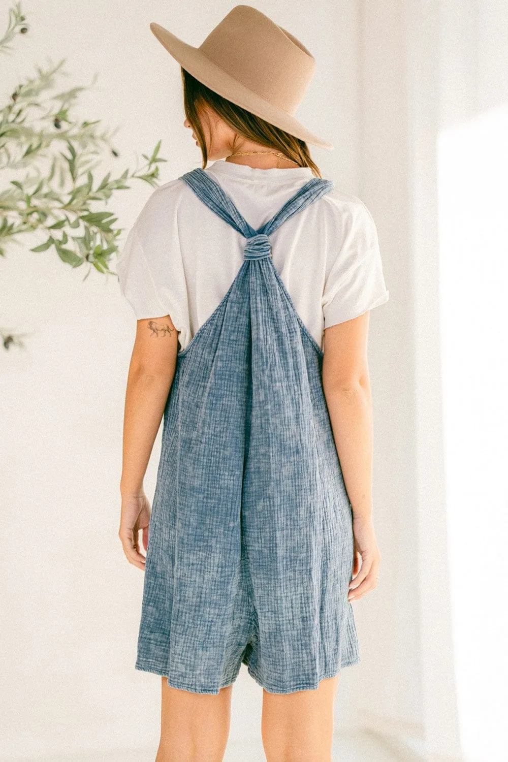 Ces Femme Mineral Washed Banded Strap Romper