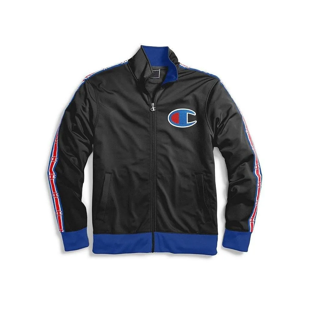 Champion Track Jacket Chain Stitch on Felt "C" Black Surf The Web Men V3377-549870-HHT
