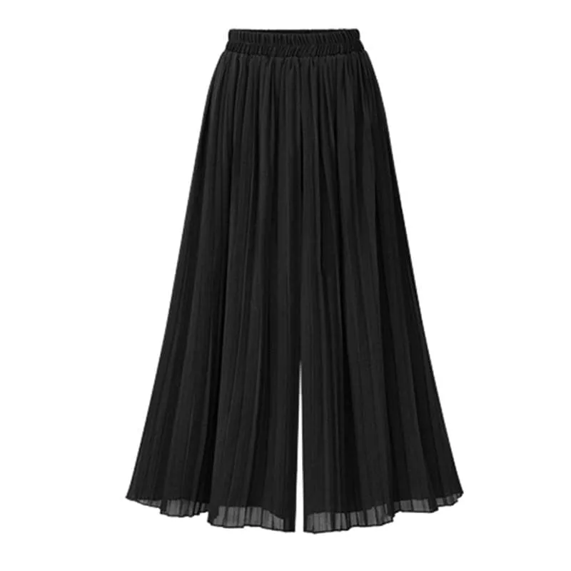 Chiffon Wide Leg Pleated Style Pants