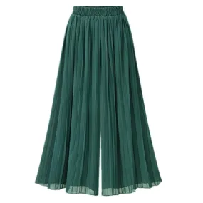 Chiffon Wide Leg Pleated Style Pants