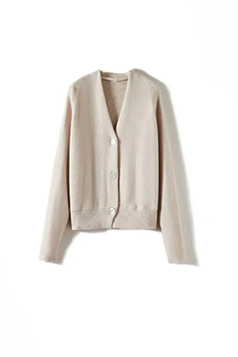 Chunky Knit 100 Cashmere V-Neck Cardigan