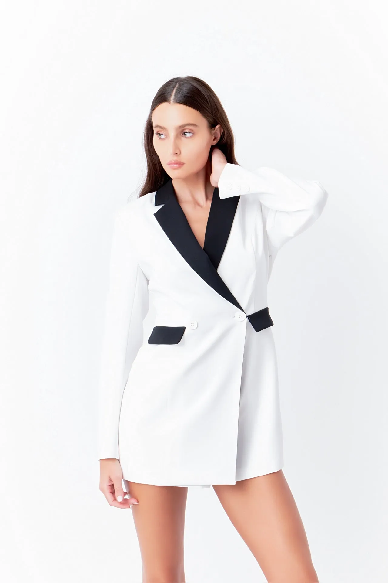 Contrasted Blazer Romper