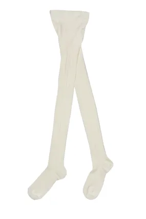 Cotton ribbed tights - Winter white