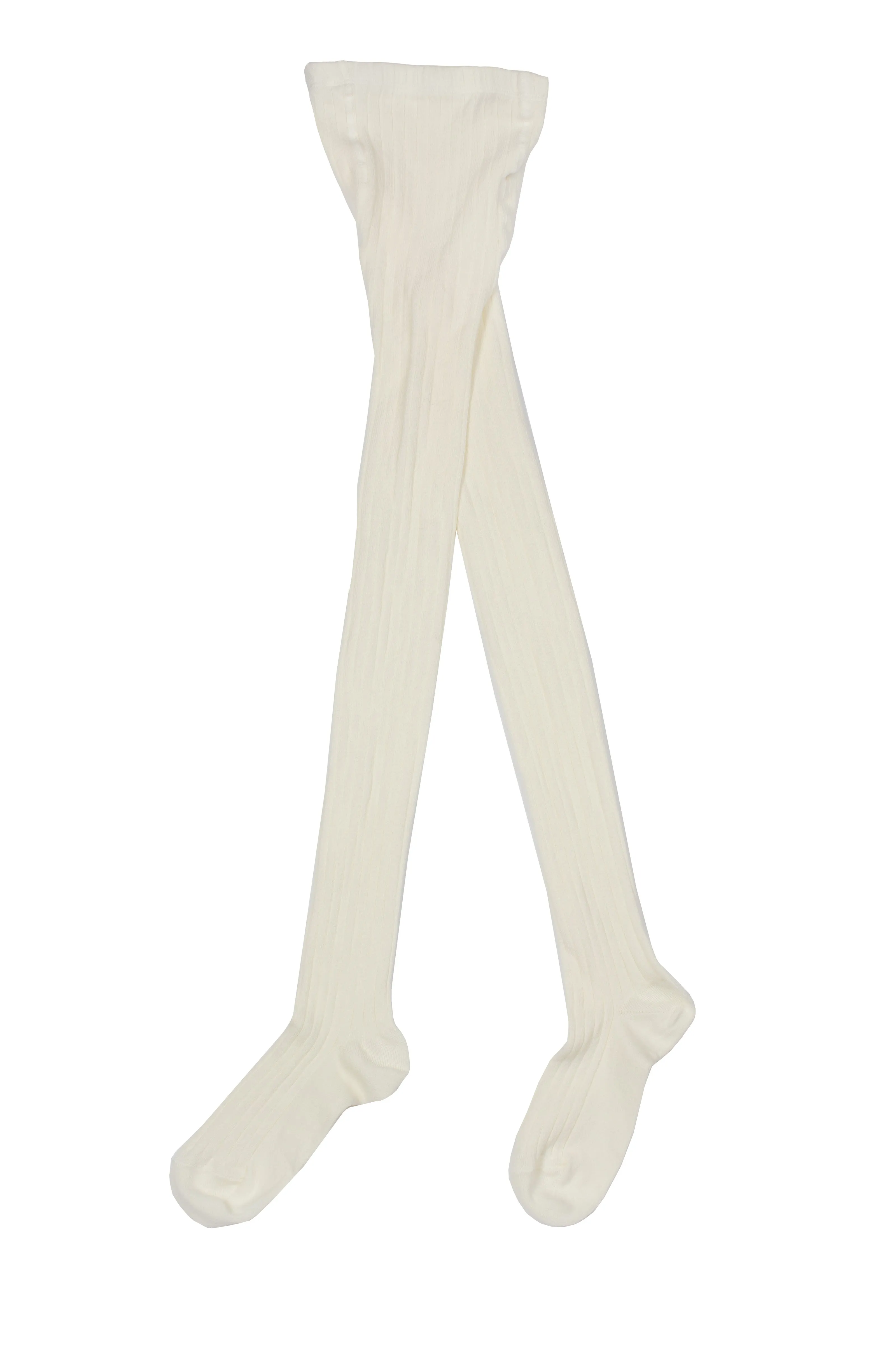Cotton ribbed tights - Winter white