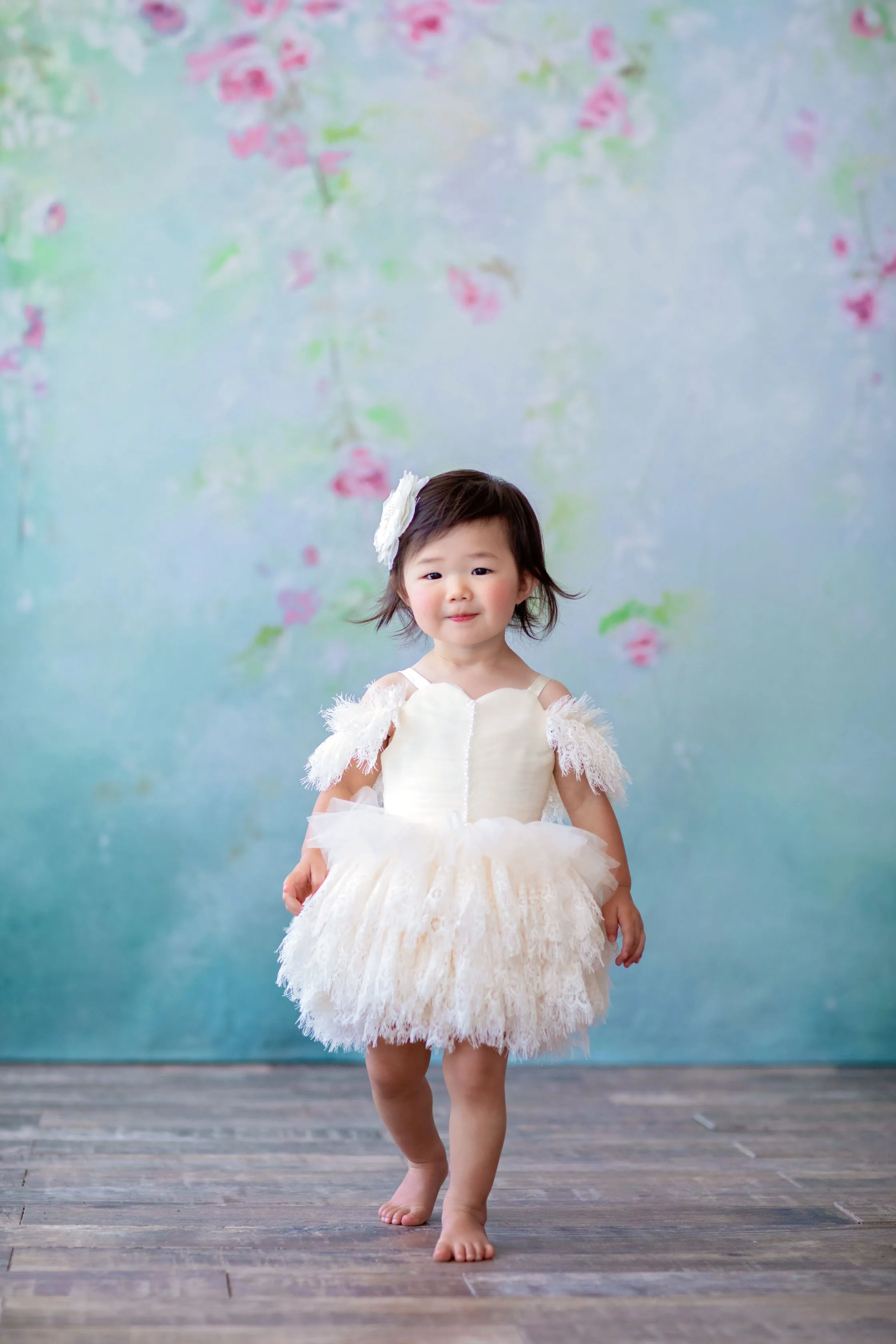 Couture Rental Baby Gown "Alyssa" -  Petal Length Dress  - ( 12 month - 18 month)