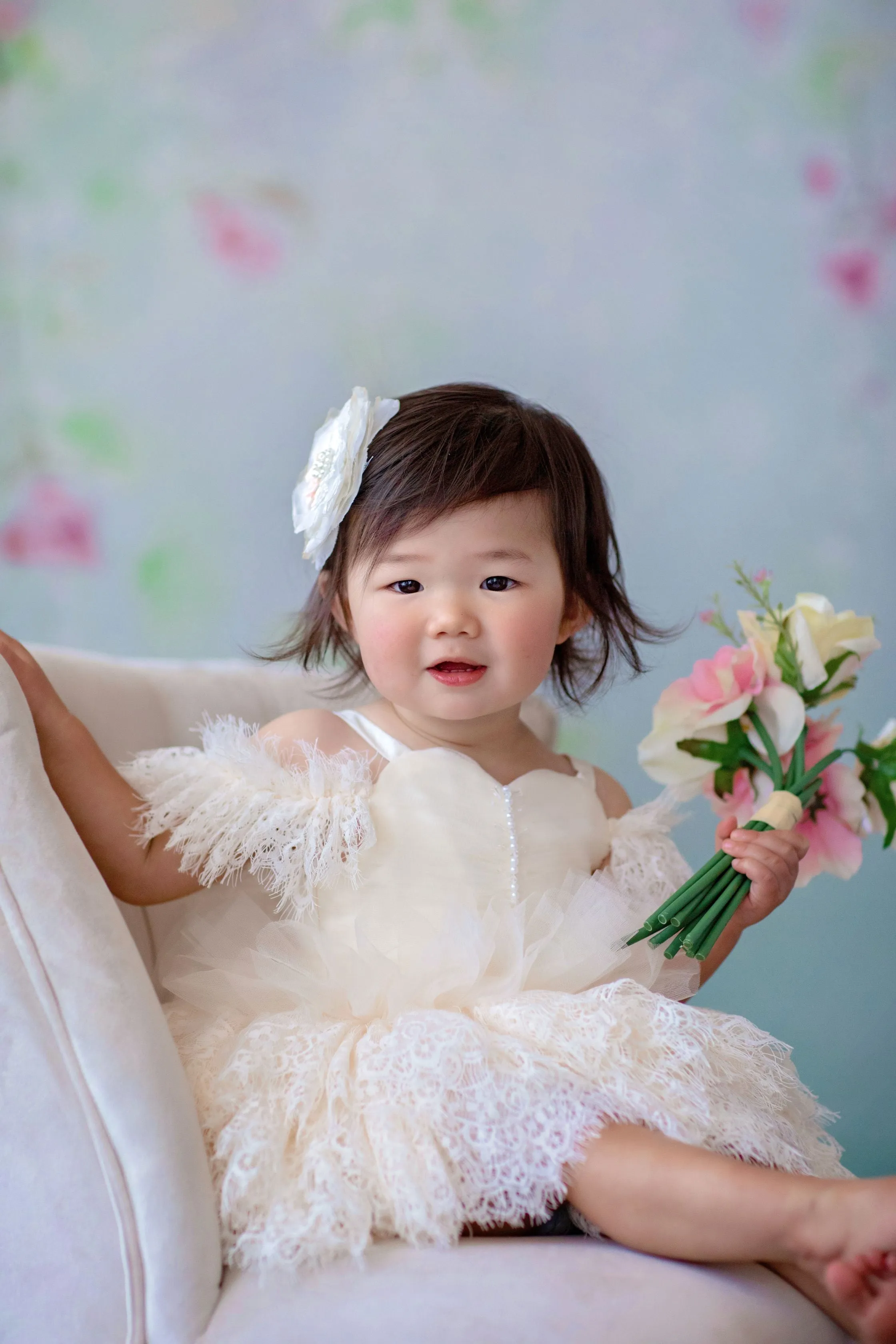Couture Rental Baby Gown "Alyssa" -  Petal Length Dress  - ( 12 month - 18 month)