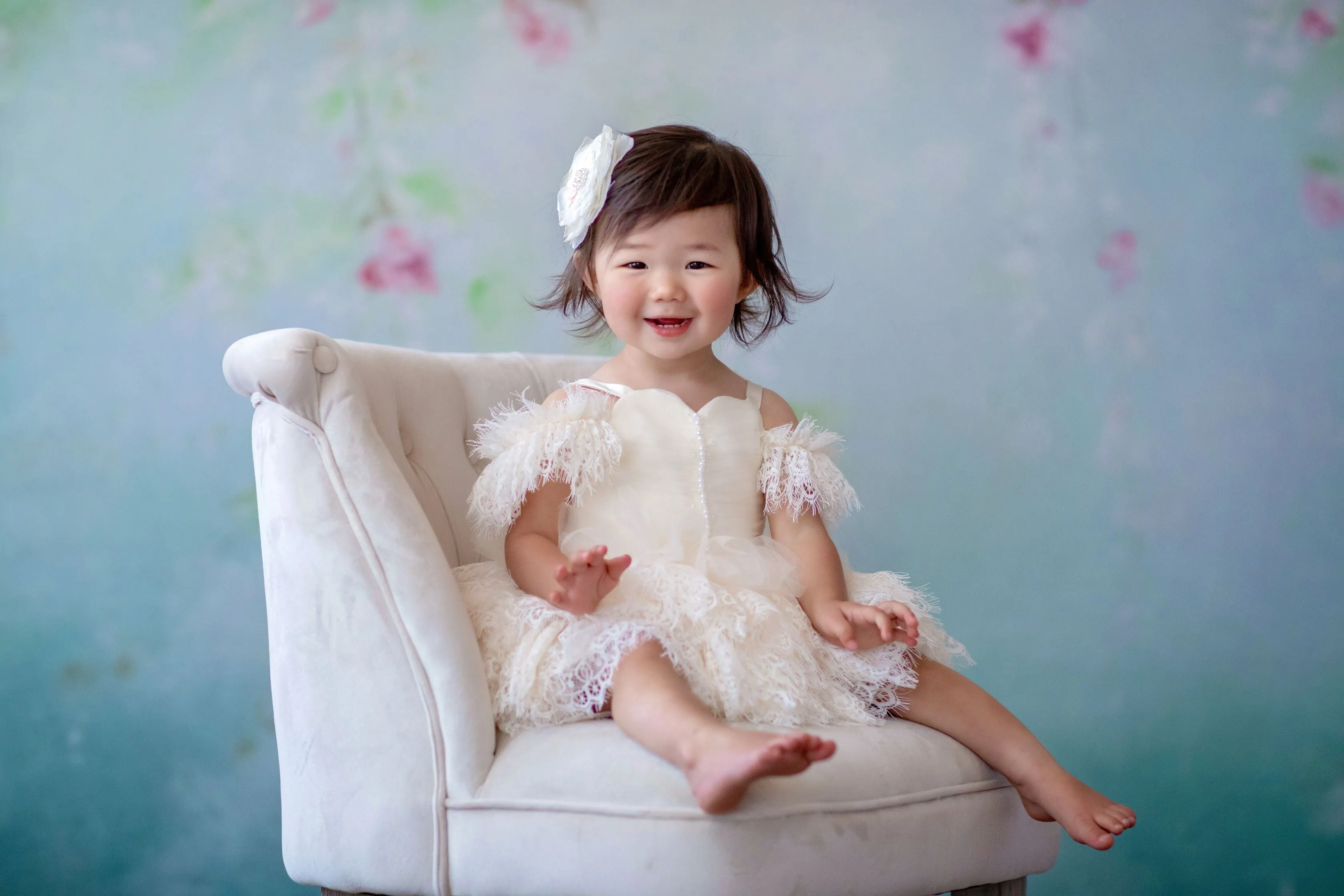 Couture Rental Baby Gown "Alyssa" -  Petal Length Dress  - ( 12 month - 18 month)