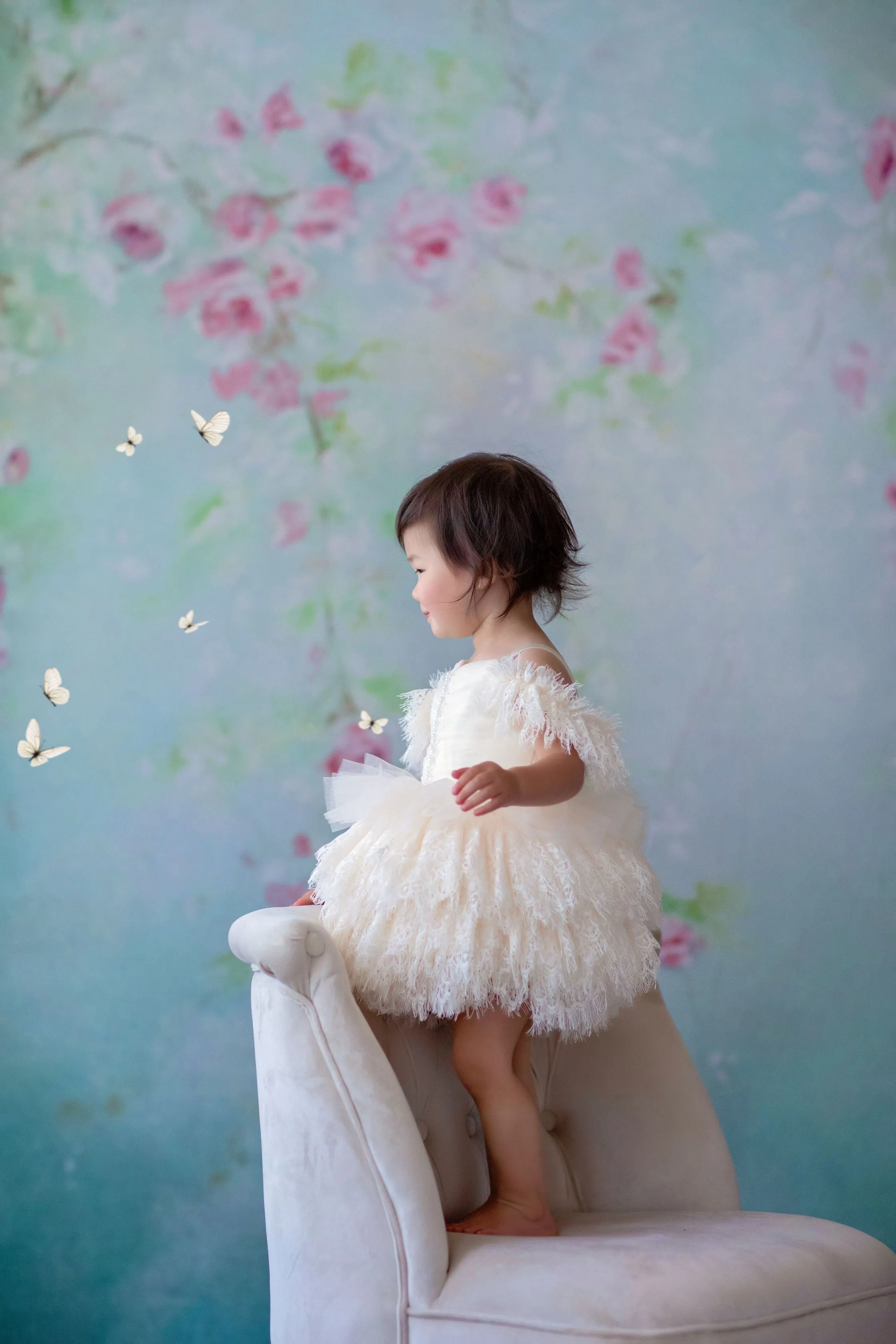 Couture Rental Baby Gown "Alyssa" -  Petal Length Dress  - ( 12 month - 18 month)