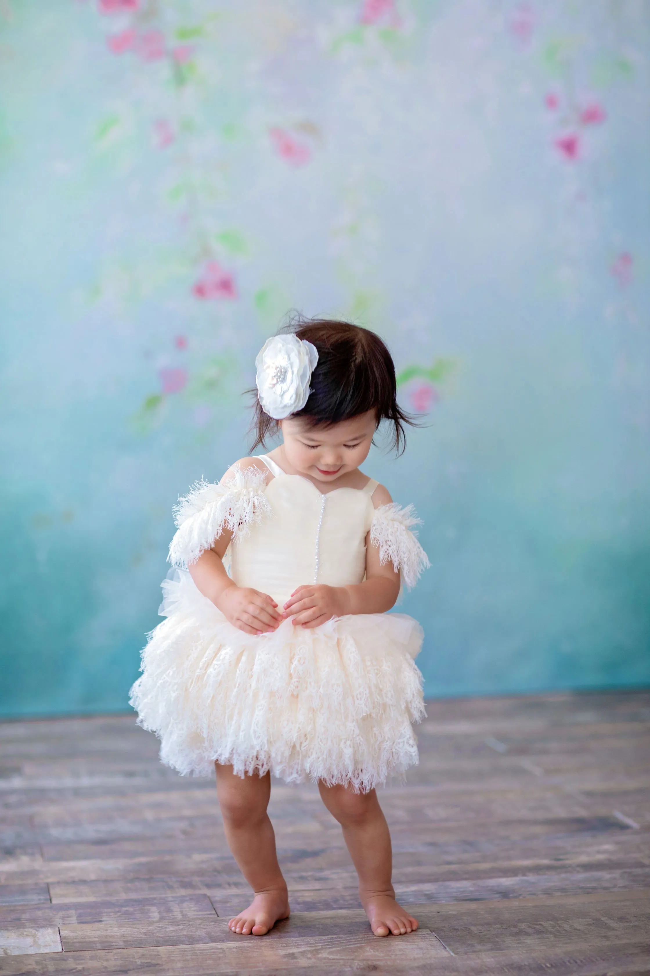 Couture Rental Baby Gown "Alyssa" -  Petal Length Dress  - ( 12 month - 18 month)