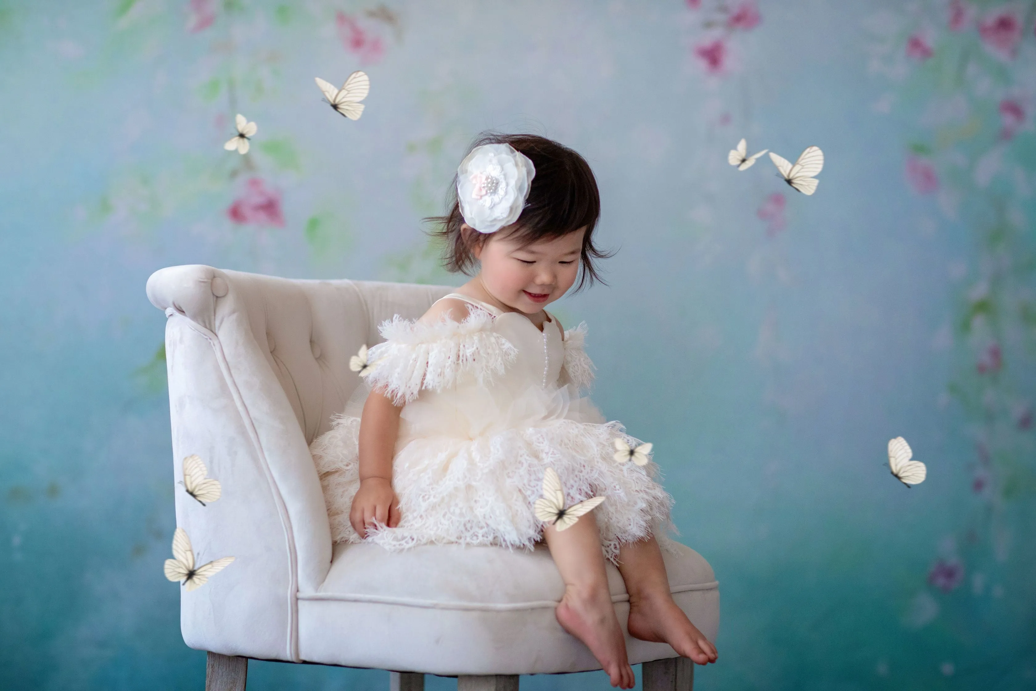 Couture Rental Baby Gown "Alyssa" -  Petal Length Dress  - ( 12 month - 18 month)