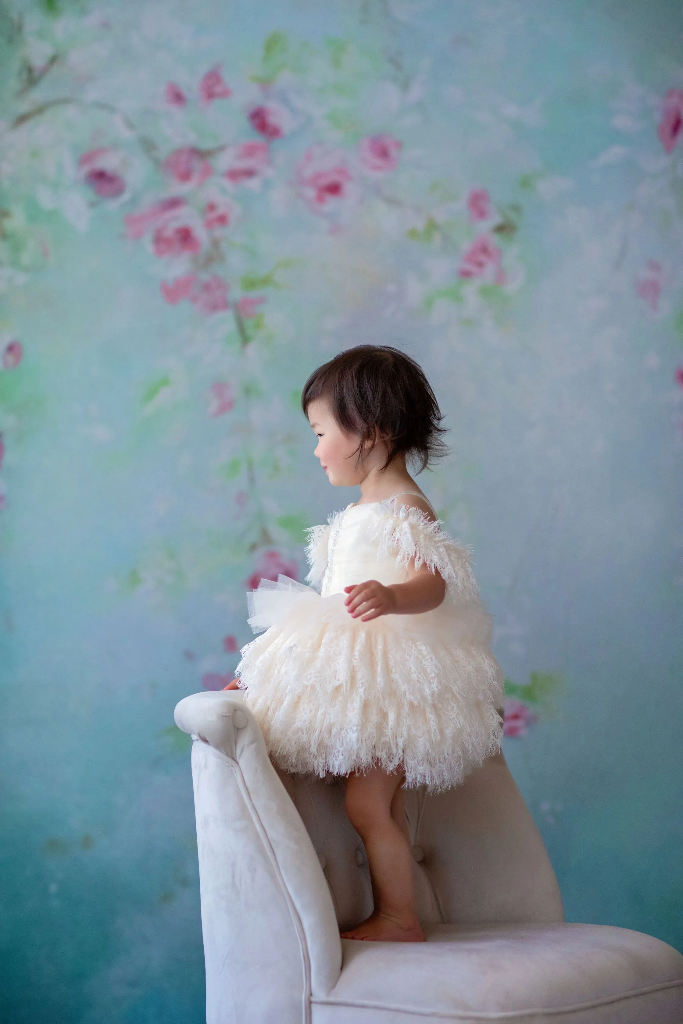 Couture Rental Baby Gown "Alyssa" -  Petal Length Dress  - ( 12 month - 18 month)