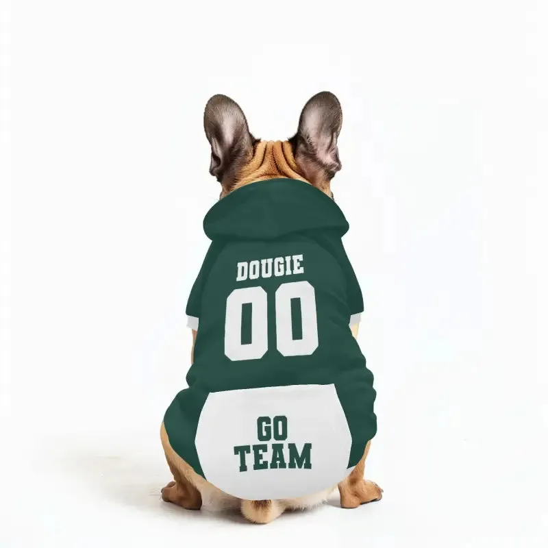 Custom Green Dog Hoodie for Small Dogs and Cats with Pocket