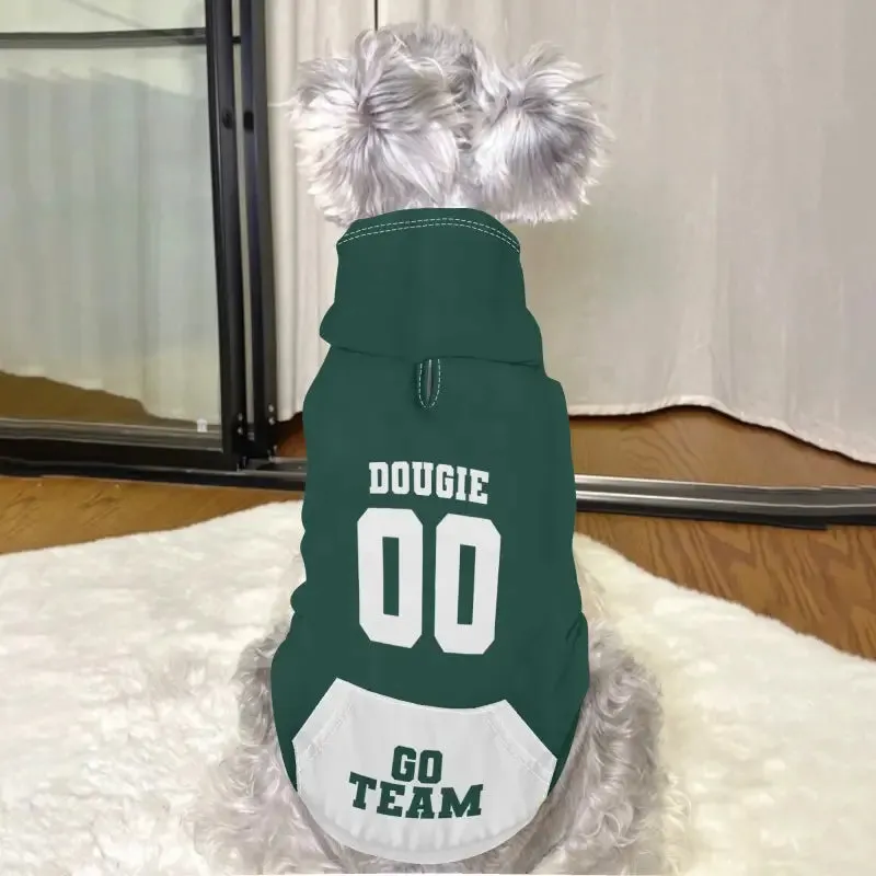 Custom Green Dog Hoodie for Small Dogs and Cats with Pocket