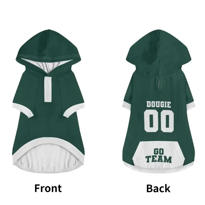 Custom Green Dog Hoodie for Small Dogs and Cats with Pocket