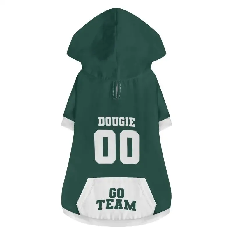 Custom Green Dog Hoodie for Small Dogs and Cats with Pocket