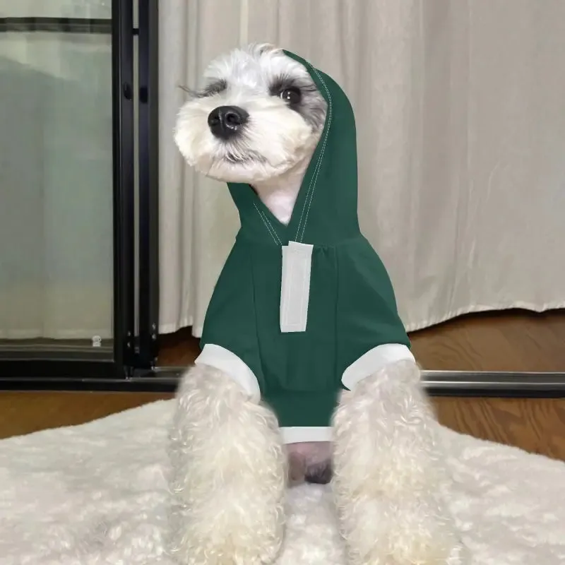 Custom Green Dog Hoodie for Small Dogs and Cats with Pocket