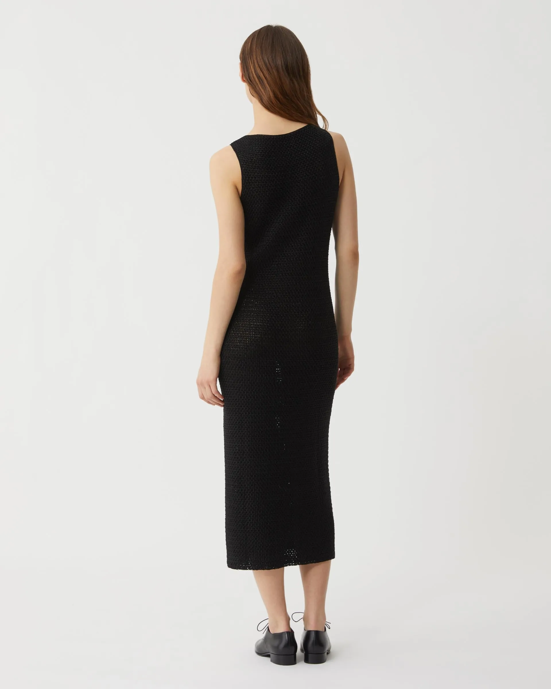 Dorothea Dress in Crochet Silk, Black