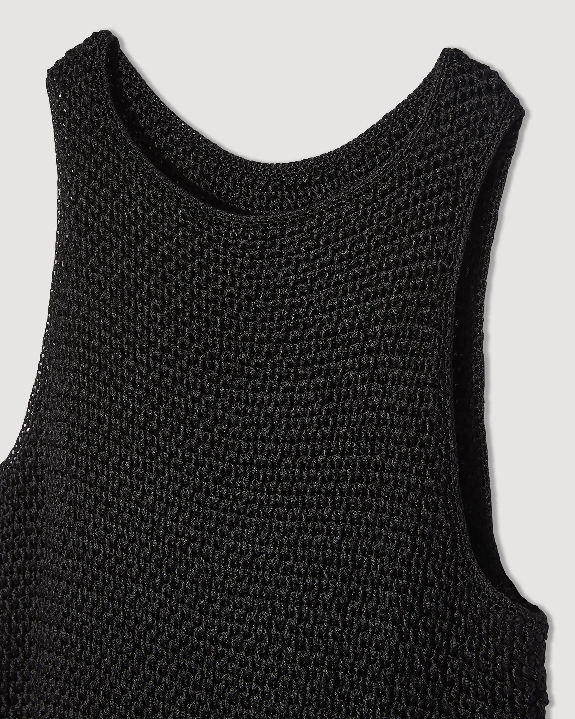 Dorothea Dress in Crochet Silk, Black