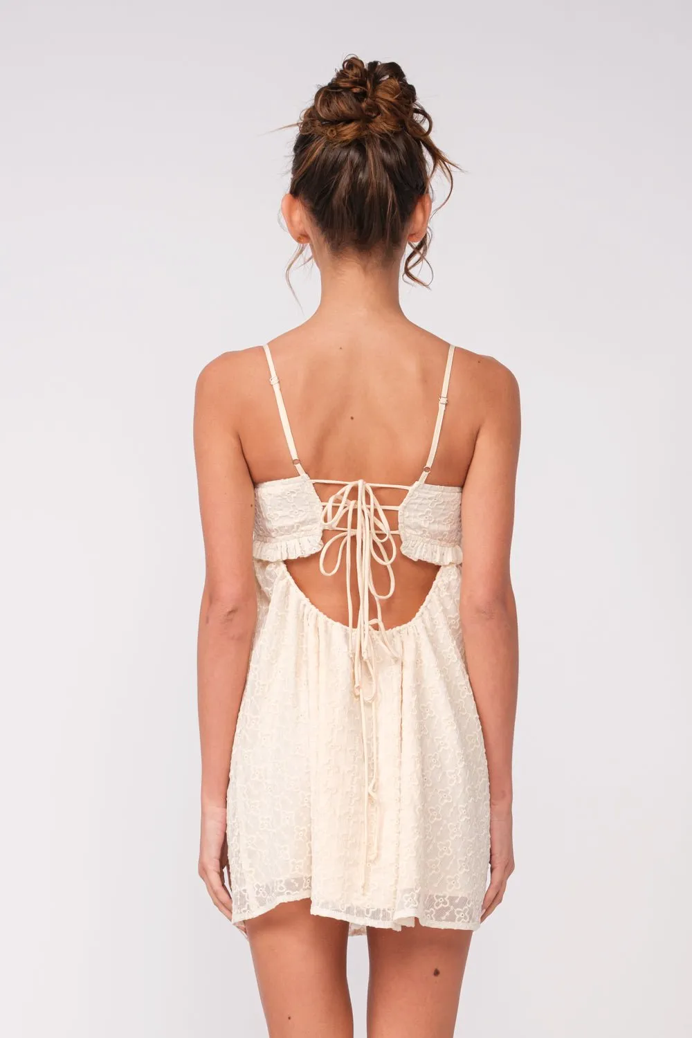 Drew Off White Eyelet Babydoll Cami Mini Dress