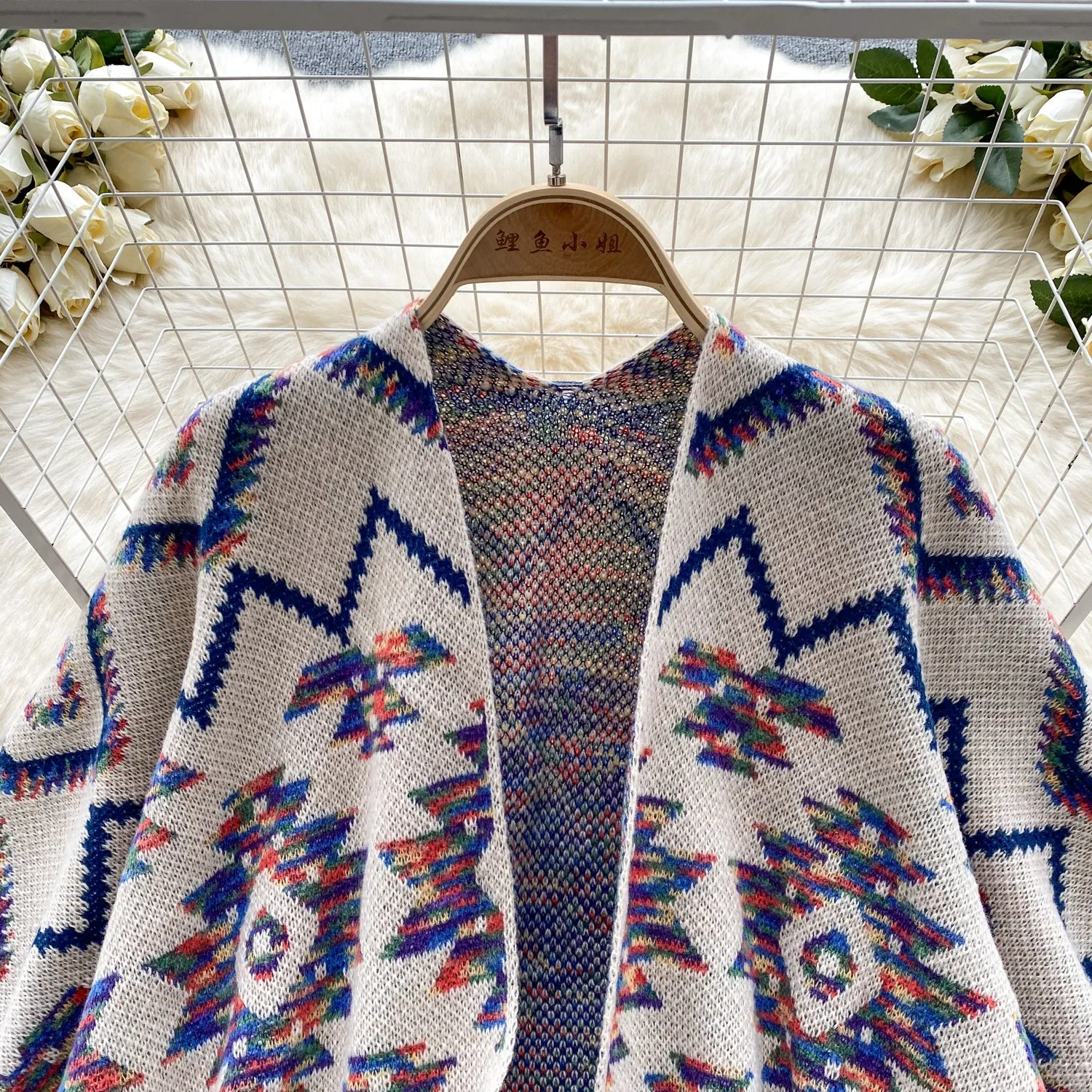 Ethnic Style Fringed Printed Cardigan