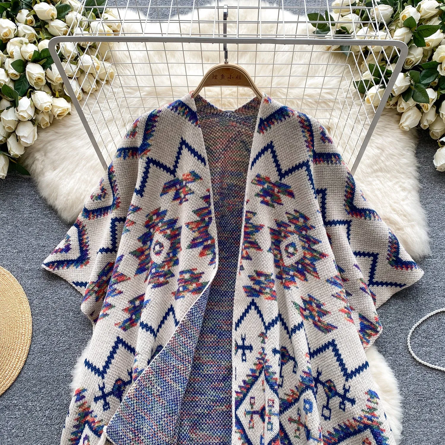 Ethnic Style Fringed Printed Cardigan