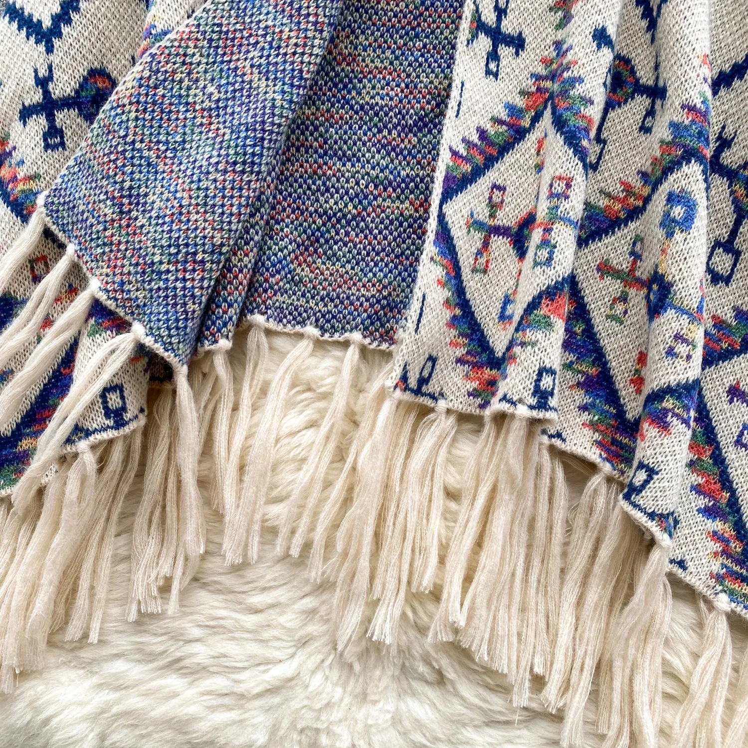 Ethnic Style Fringed Printed Cardigan