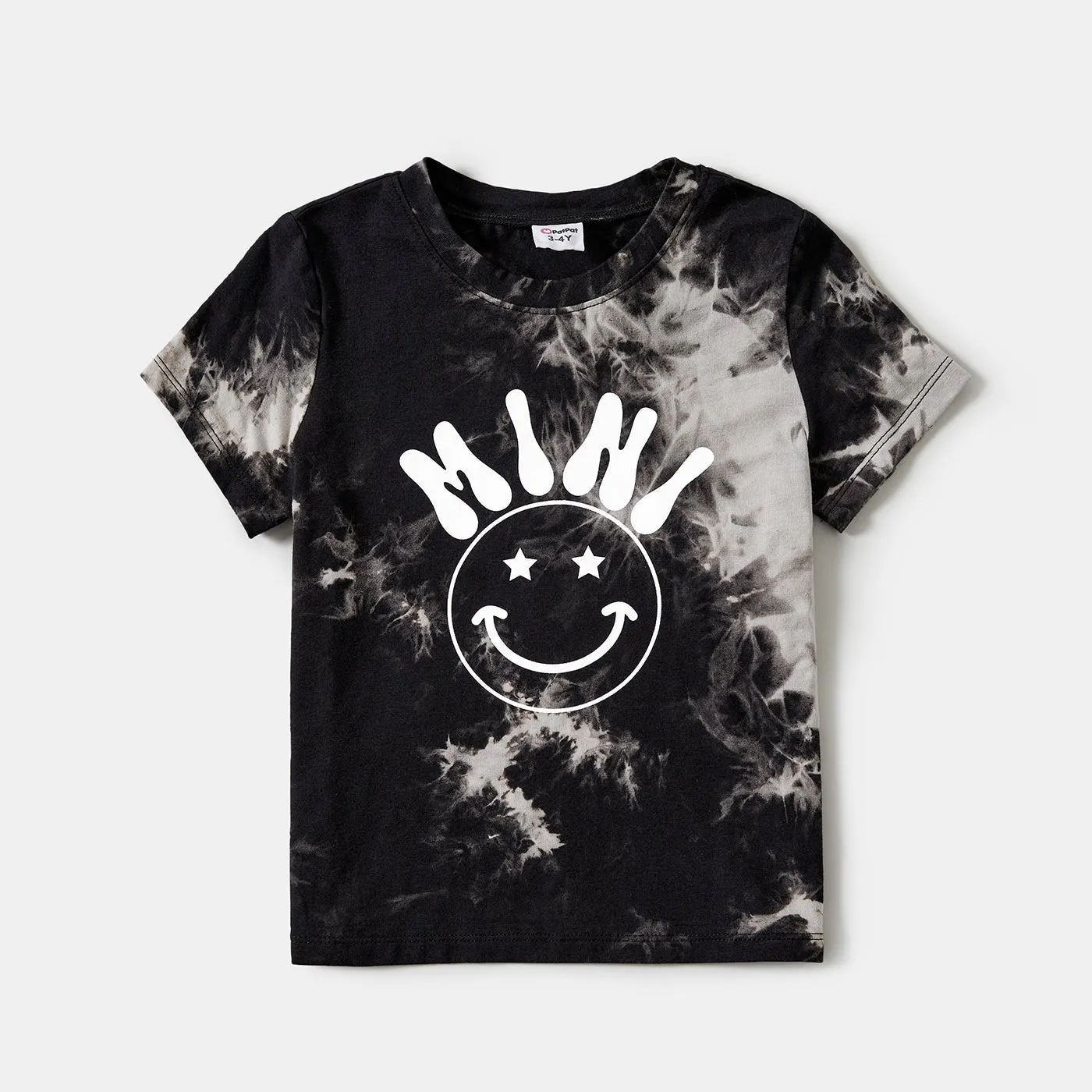 Family Matching Letter Print Tie Dye Short-sleeve Cotton Tee