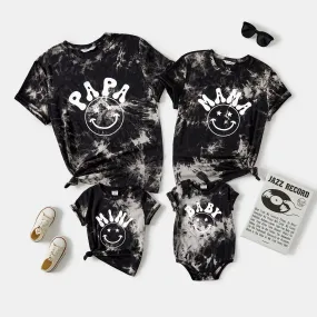 Family Matching Letter Print Tie Dye Short-sleeve Cotton Tee