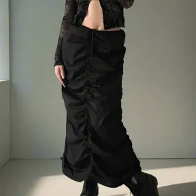 Fashion Forward Black Solid Color Maxi Skirt
