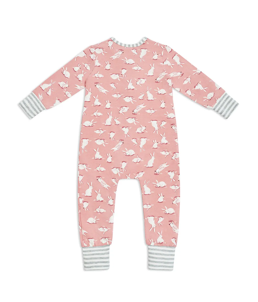 Footless Romper Cotton Pink Cottontail