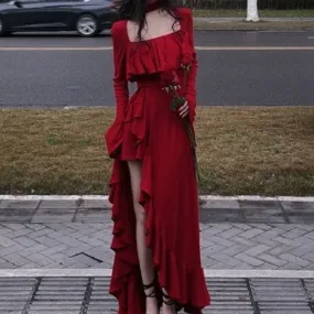Fork Halter Square Collar Top Long Dress - GlamzLife