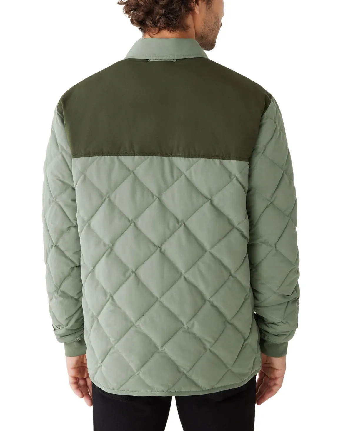 Frank And Oak Men's Skyline Reversible Collar Snap Front Jacket Green Medium