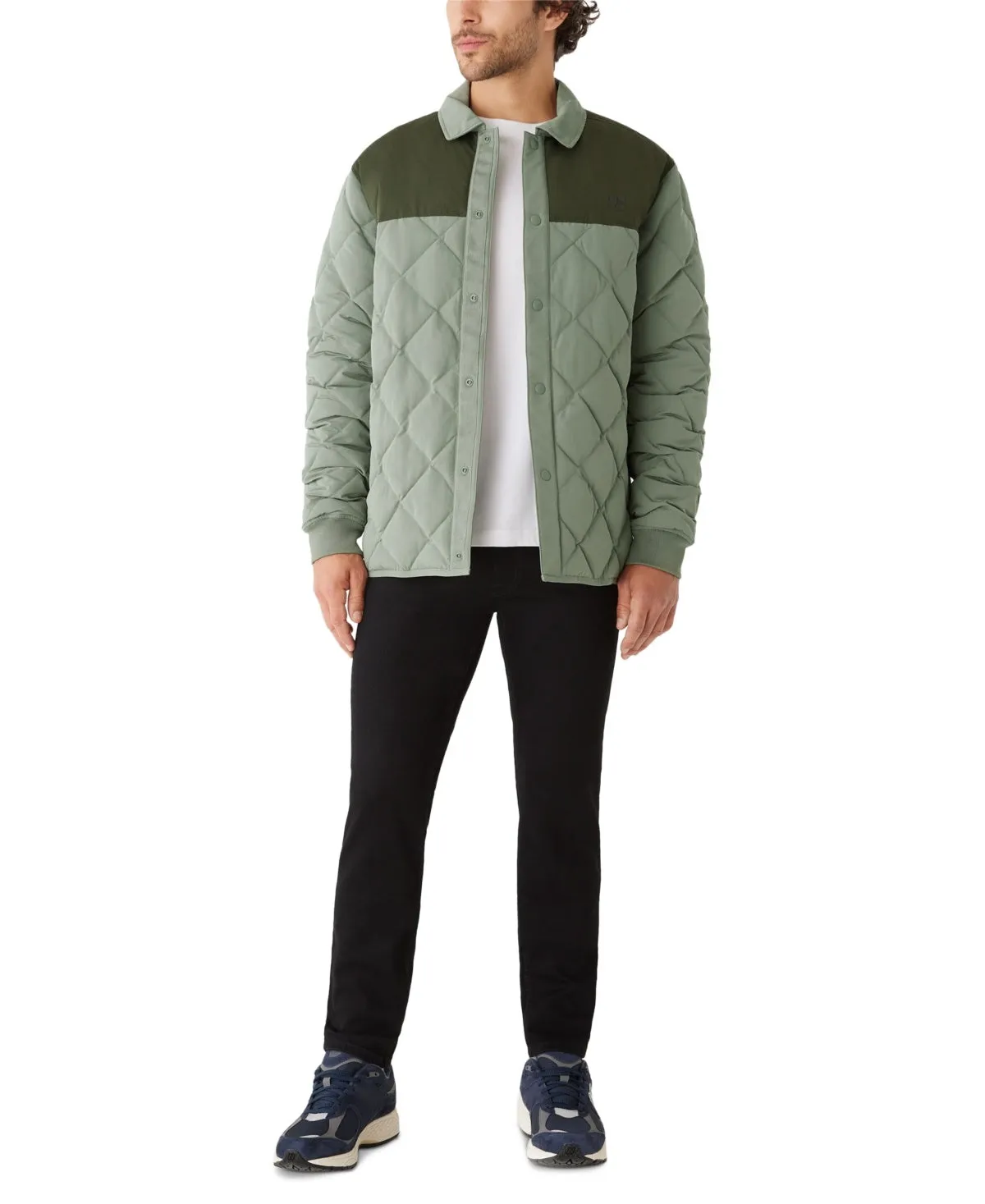 Frank And Oak Men's Skyline Reversible Collar Snap Front Jacket Green Medium