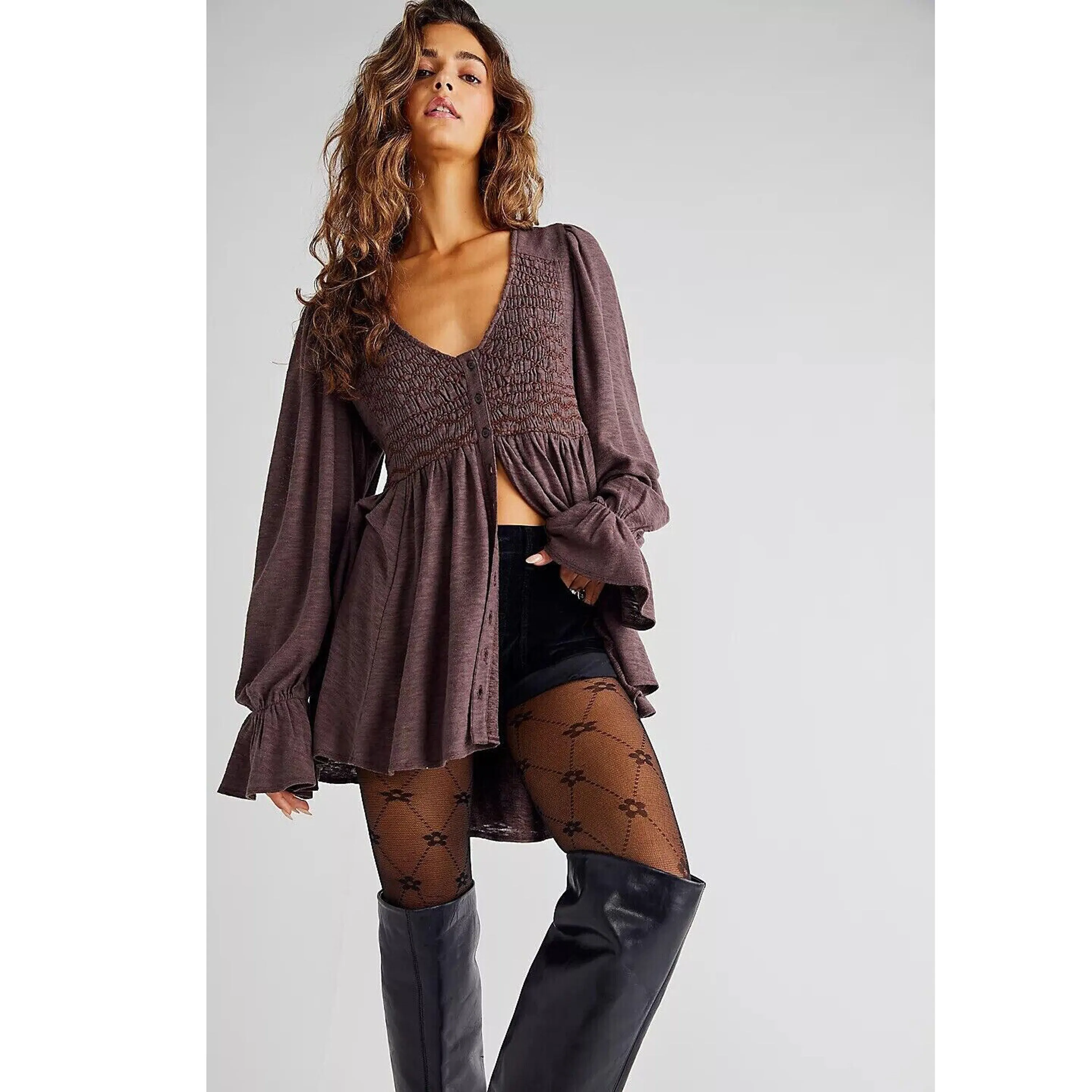 Free People Don't Call Me Baby Thermal Tunic Dress