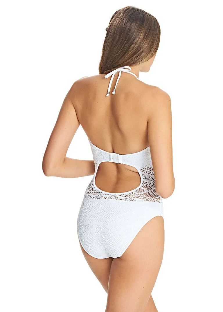 Freya Sundance Underwire High Neck Cutout Suit, White