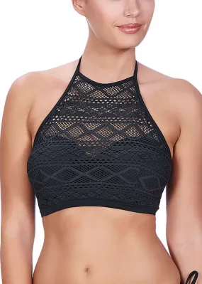 Freya Sundance Uw Padded Hi-neck Crop Top, Black