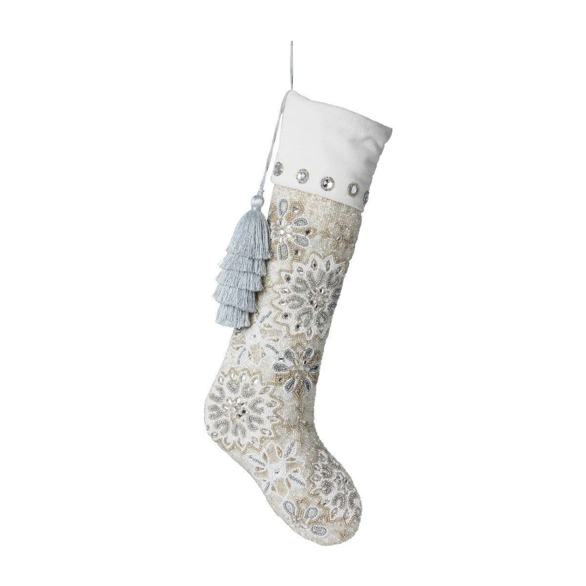 Frosty Flakes Beaded Stocking