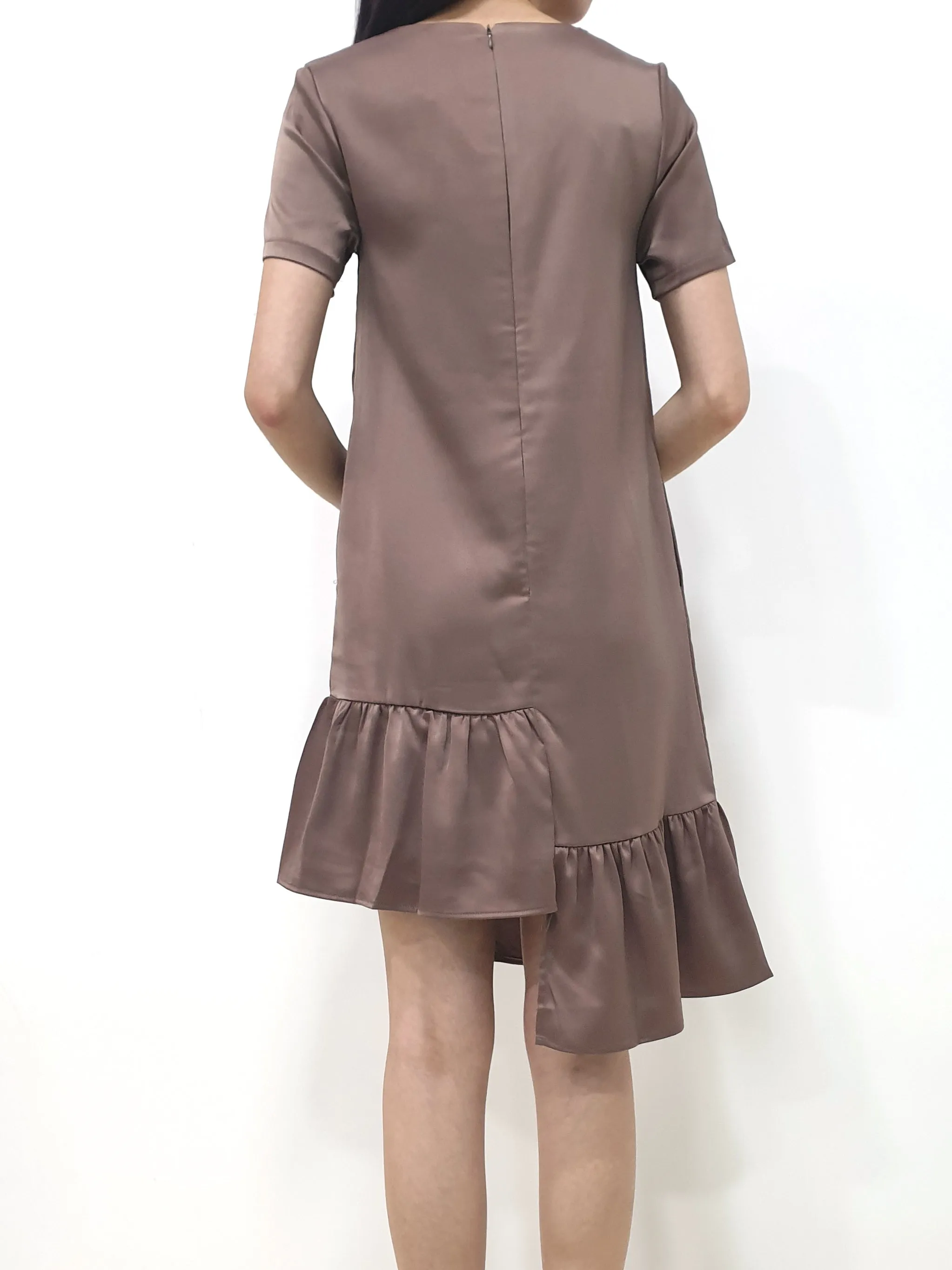 Frosty Hi Low Dress - Brown (Non-returnable)