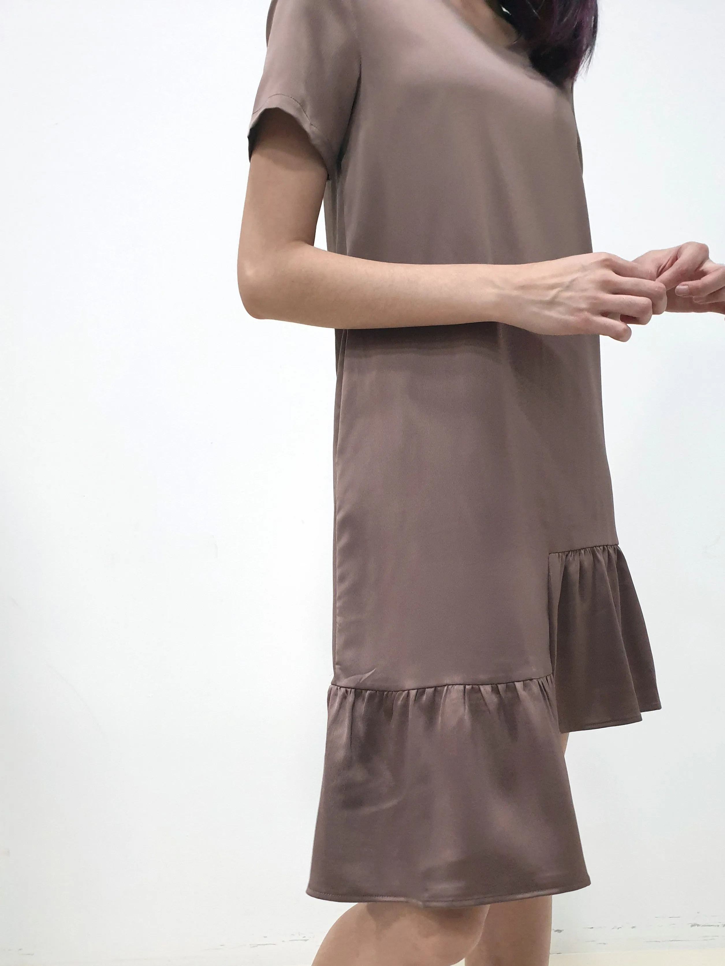 Frosty Hi Low Dress - Brown (Non-returnable)